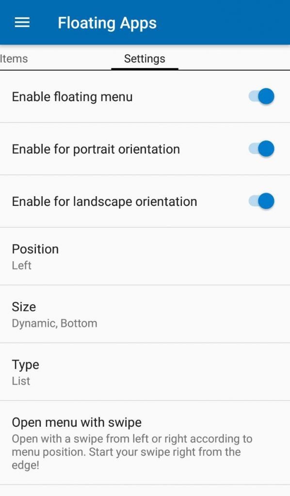Getting Started Using Floating Menu – Floating Apps
